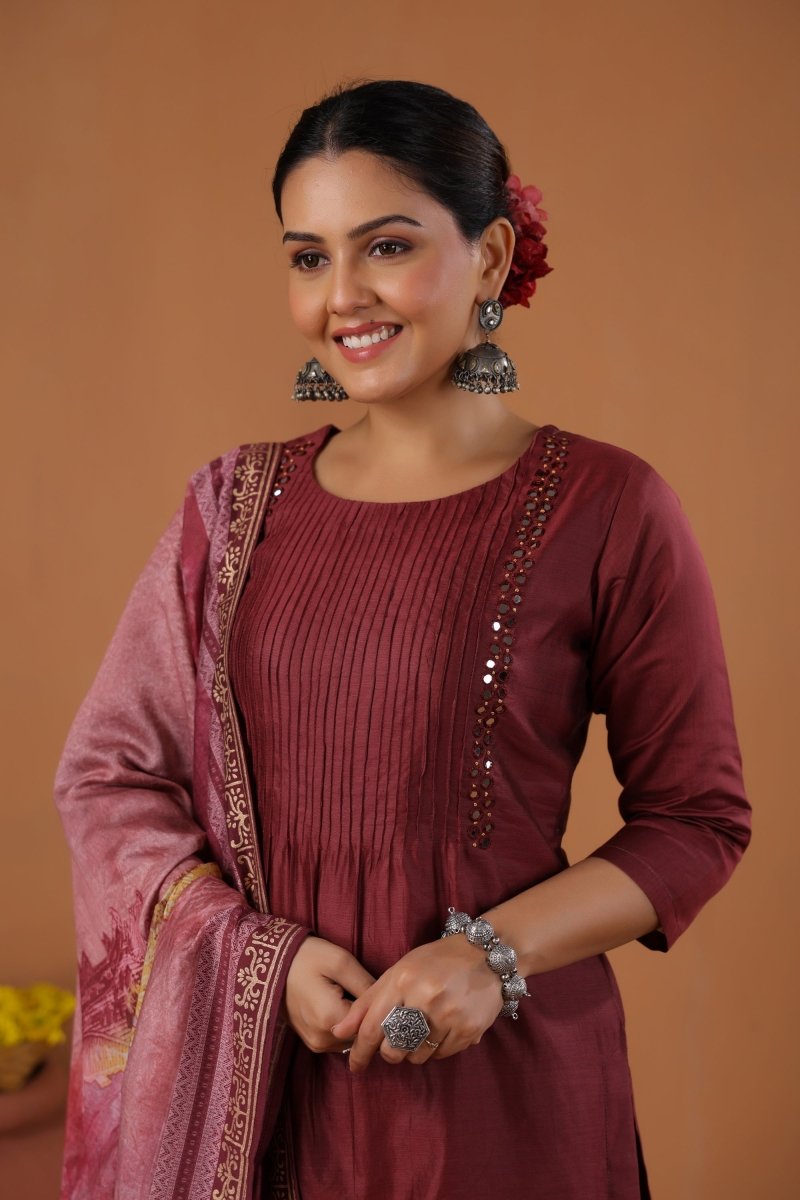 PAYAL Deep Maroon Kurta Suit Set for all Festivals - Payal