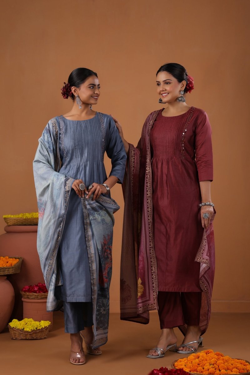 PAYAL Deep Maroon Kurta Suit Set for all Festivals - Payal