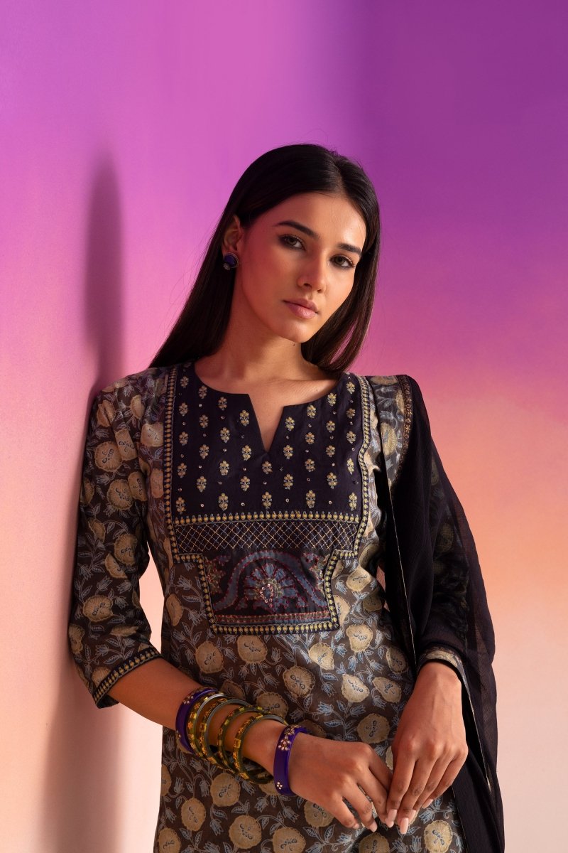 PAYAL Indigo Blue Casual Kurta Suit Set with amazing Print Design - Payal