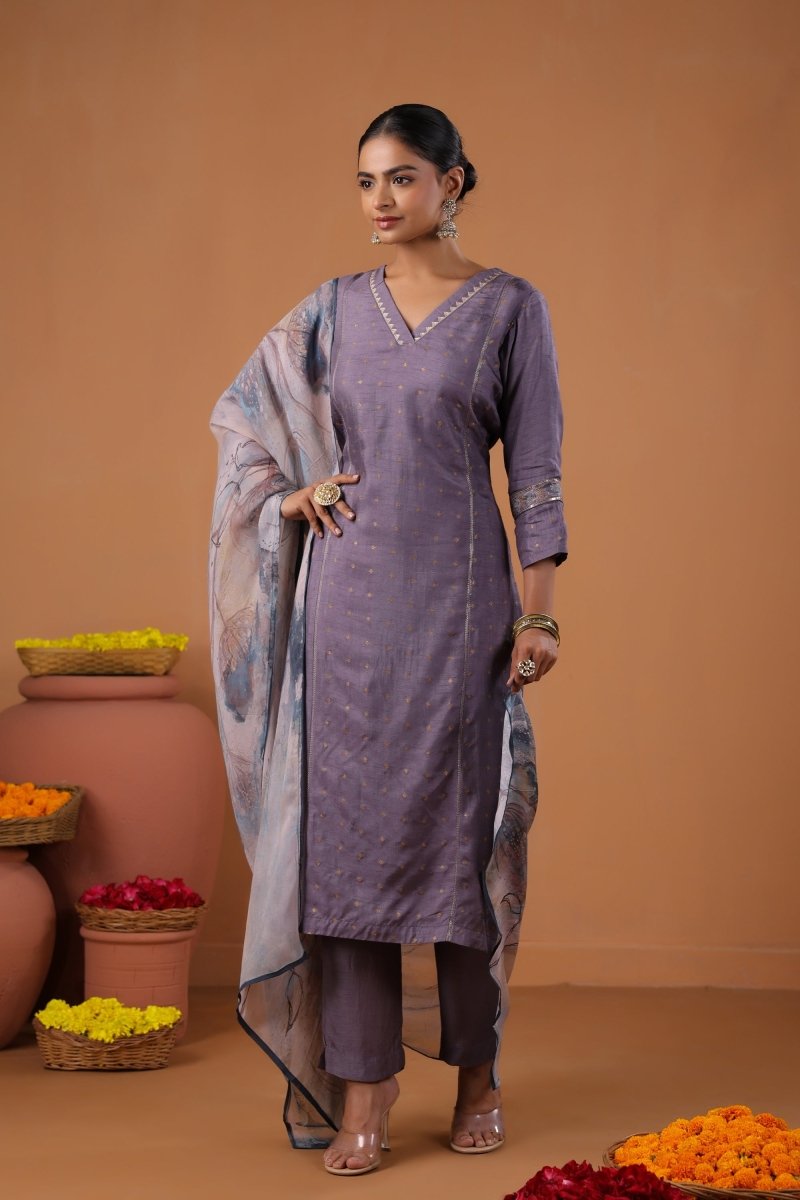PAYAL Lilac Kurta Suit Set with Intricate Embroidery - Payal
