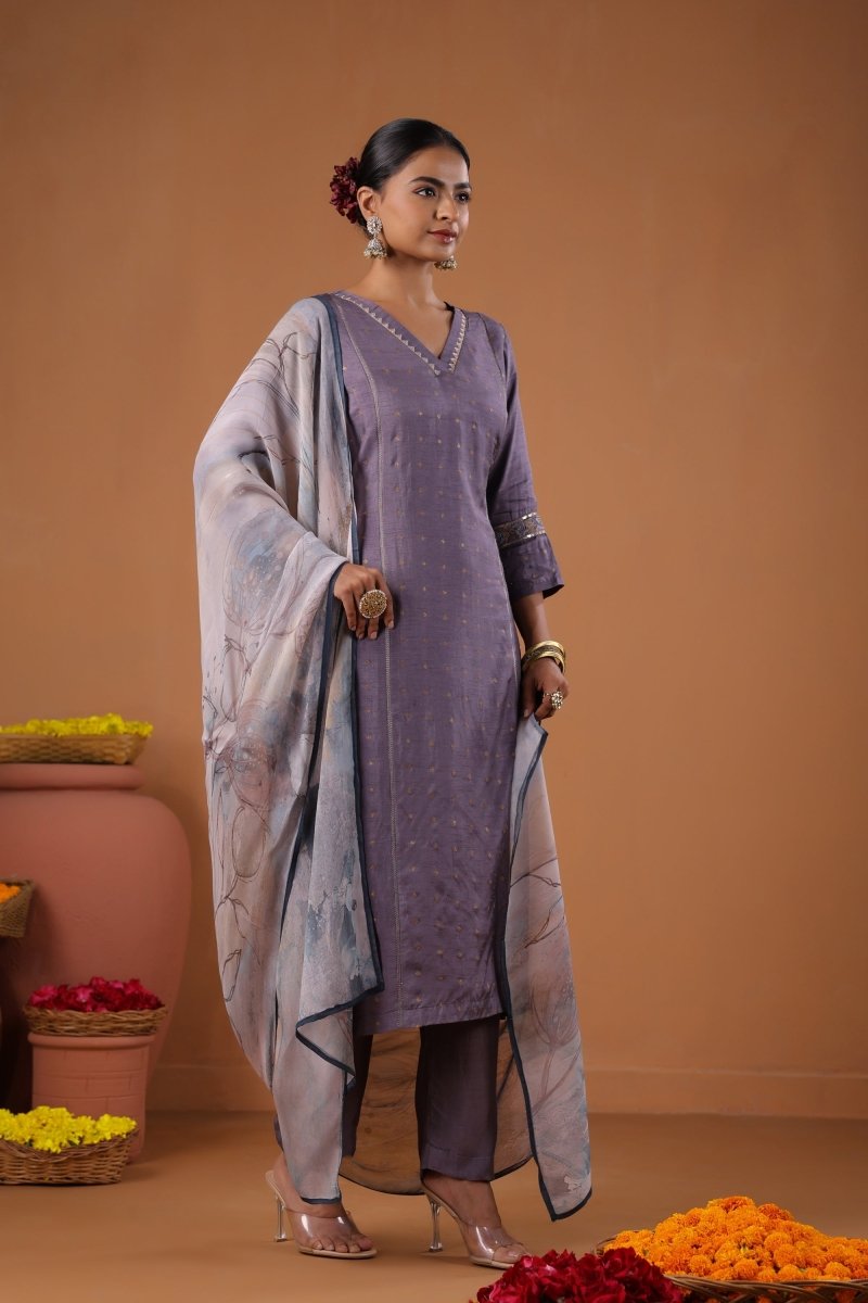 PAYAL Lilac Kurta Suit Set with Intricate Embroidery - Payal