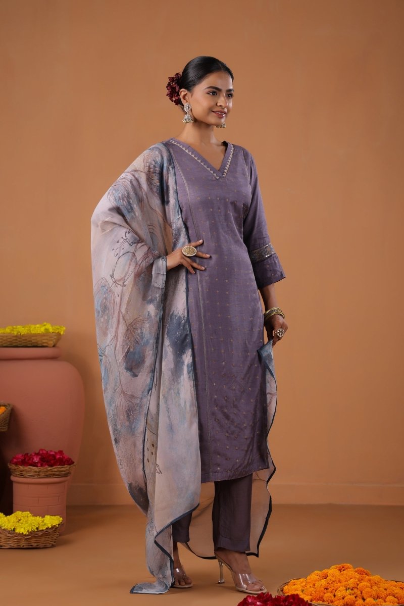 PAYAL Lilac Kurta Suit Set with Intricate Embroidery - Payal