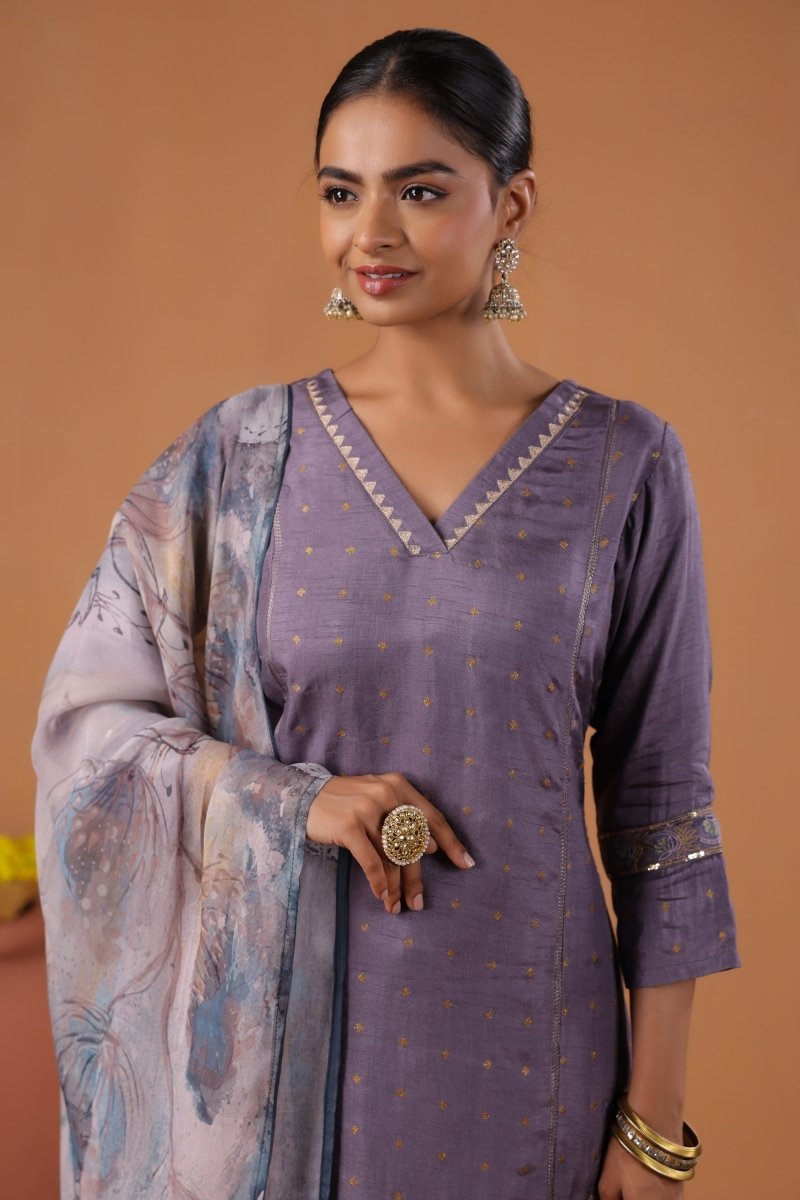 PAYAL Lilac Kurta Suit Set with Intricate Embroidery - Payal