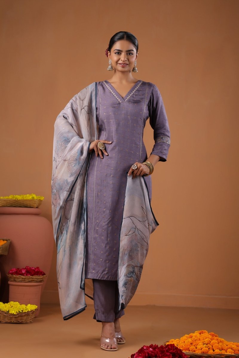 PAYAL Lilac Kurta Suit Set with Intricate Embroidery - Payal