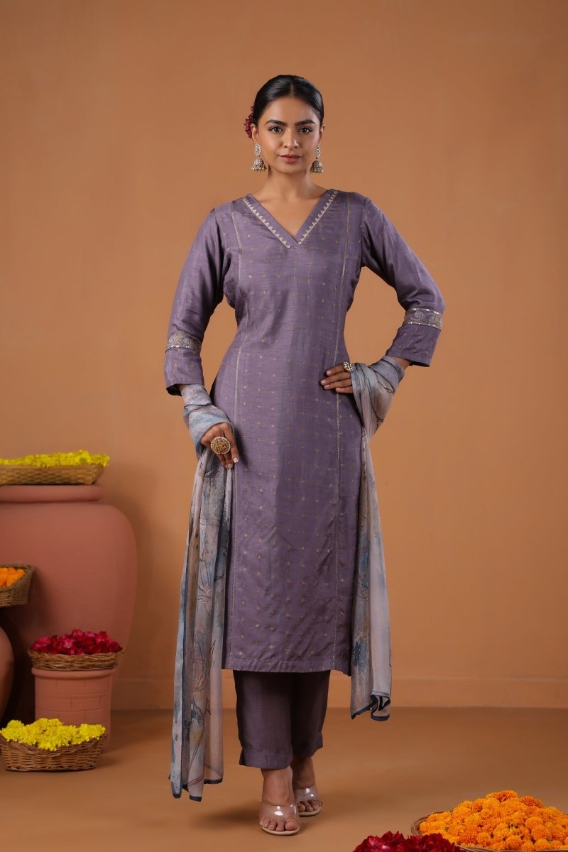 PAYAL Lilac Kurta Suit Set with Intricate Embroidery - Payal