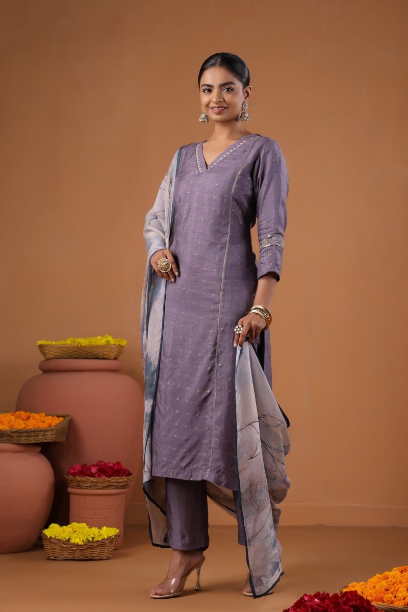 PAYAL Lilac Kurta Suit Set with Intricate Embroidery - Payal