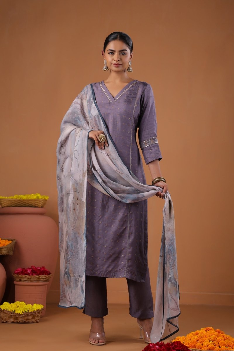 PAYAL Lilac Kurta Suit Set with Intricate Embroidery - Payal