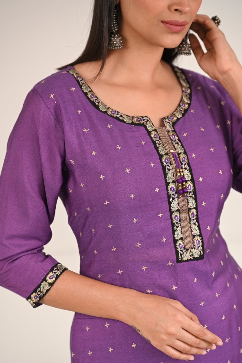 PAYAL Lilac Kurta Suit Set with Intricate Handwork - Payal