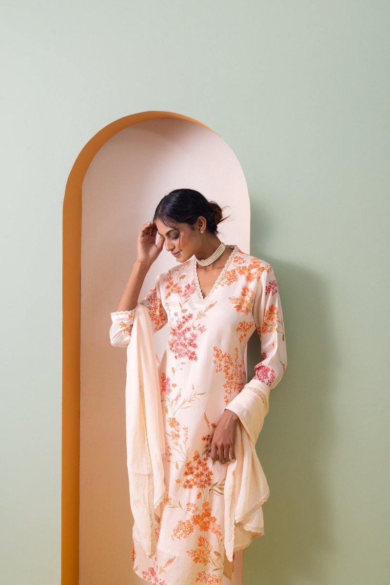 PAYAL Peach Kurta Suit Set with Intricate Hand Embroidery - Payal
