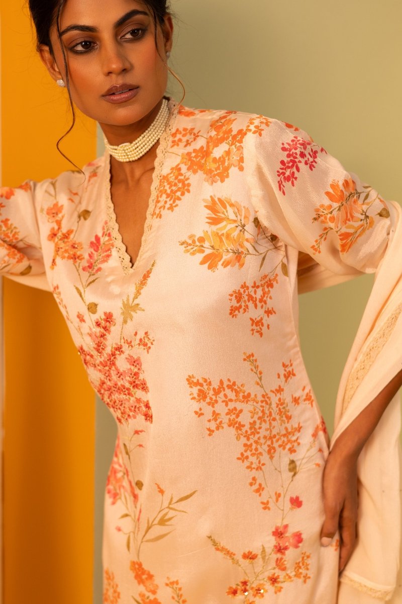 PAYAL Peach Kurta Suit Set with Intricate Hand Embroidery - Payal