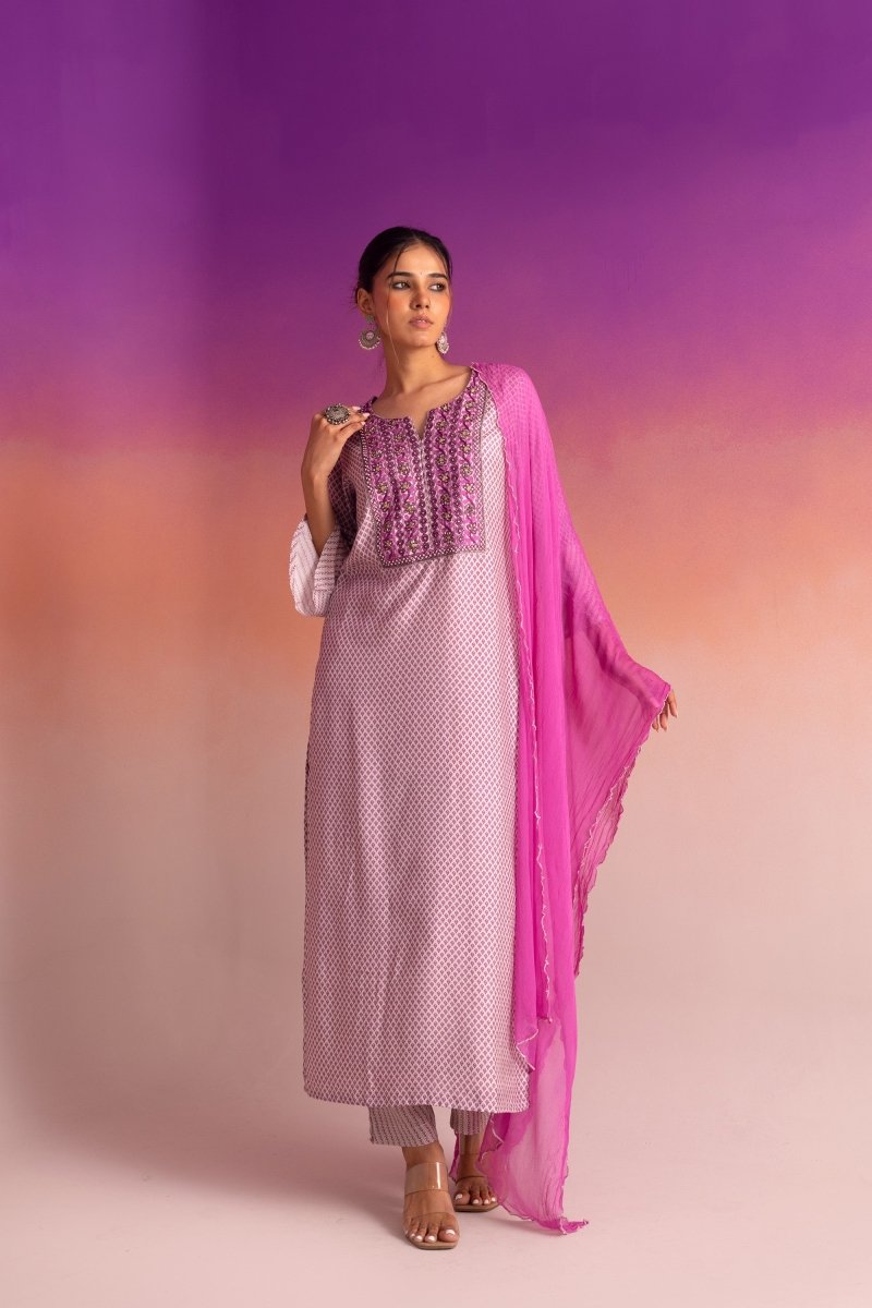 PAYAL Pink Kurta Suit Set with Hand Embroidery Detailing - Payal
