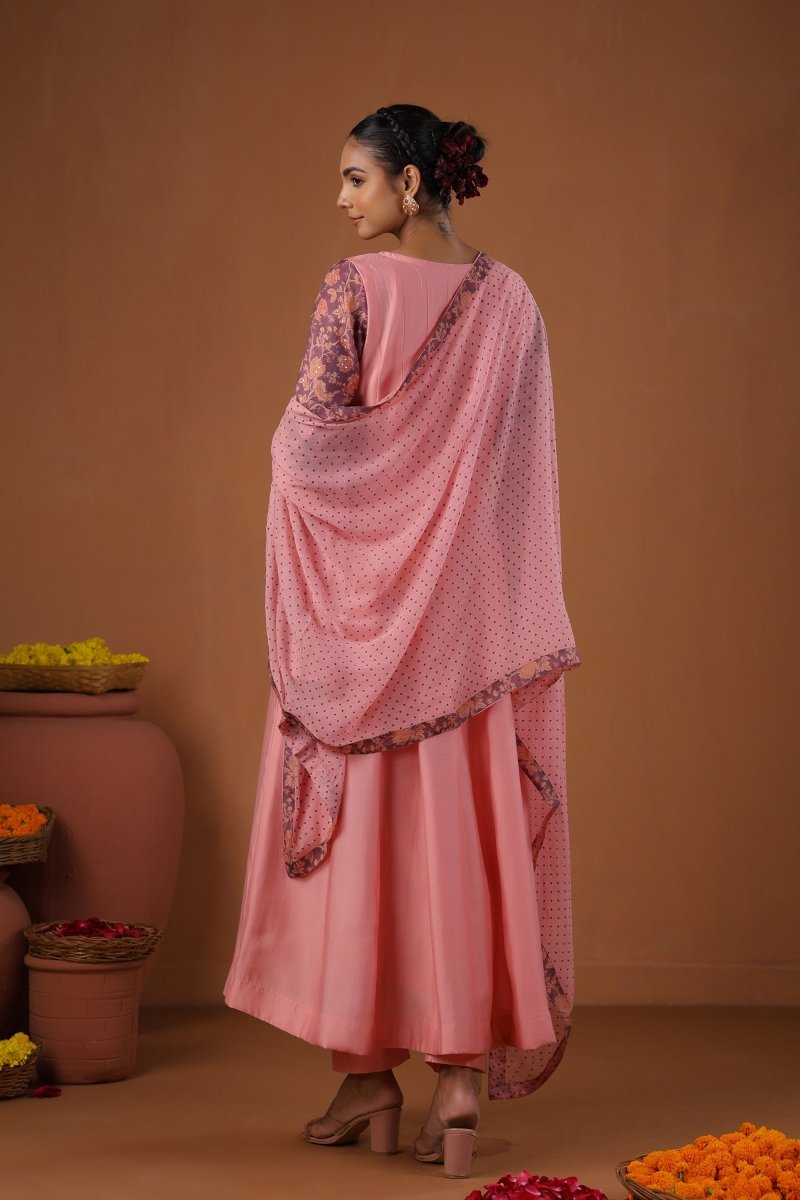 PAYAL Rouge Pink Kalidar Suit Set with Chiffon Dupatta Styling - Payal