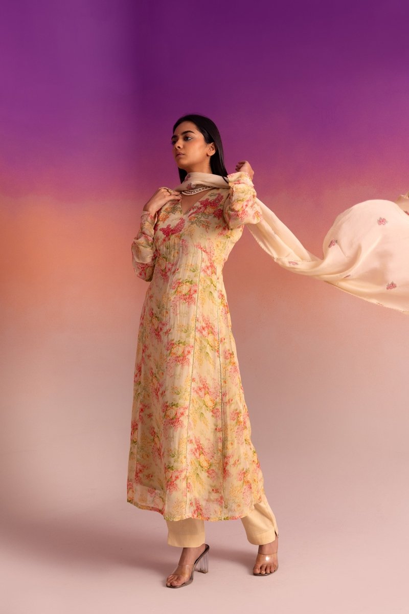 PAYAL Sepia Beige Kurta Suit Set with Delicate Embroidery - Payal