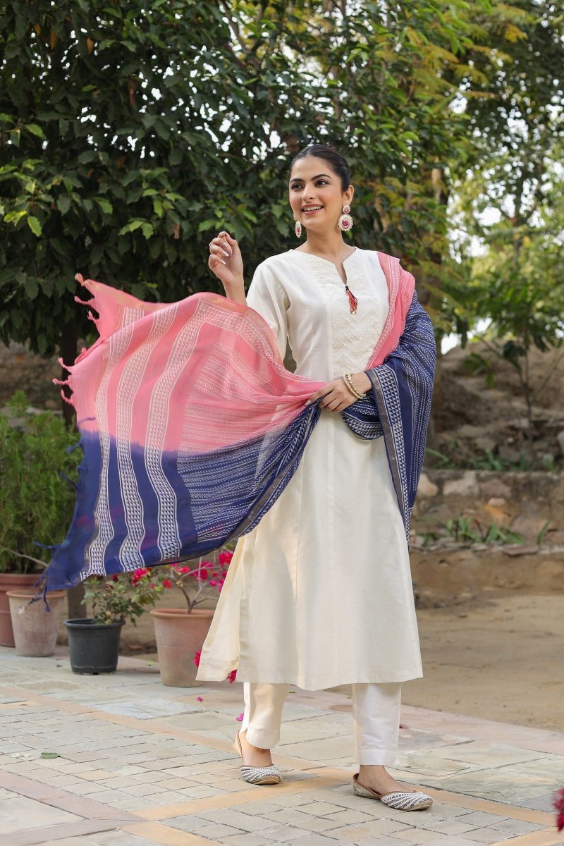 PAYAL White Kurta Suit Set with Dupatta Design - Payal