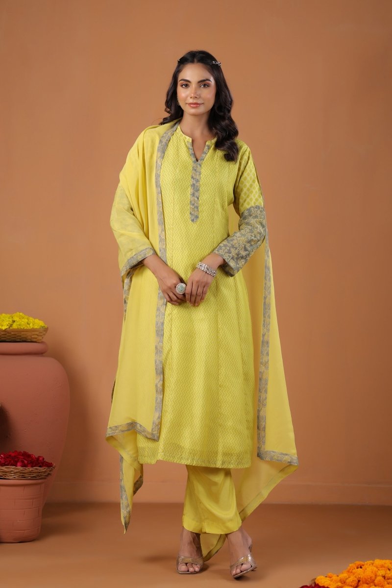 PAYAL Yellow Kurta Suit Set with Embroidery Detailing - Payal