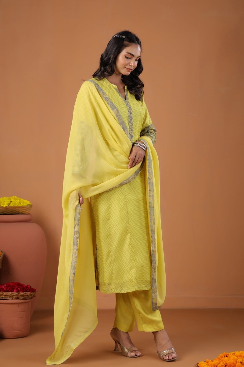 PAYAL Yellow Kurta Suit Set with Embroidery Detailing - Payal