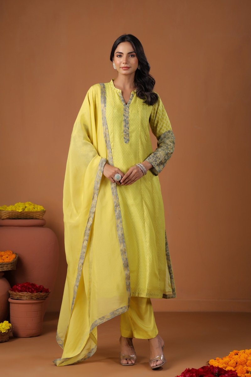 PAYAL Yellow Kurta Suit Set with Embroidery Detailing - Payal