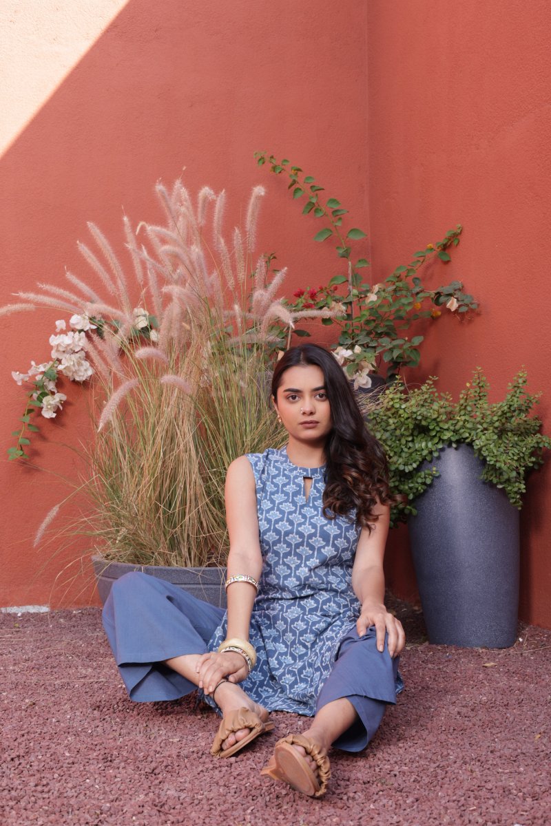 WOK Contemporary Dhabu Cotton Kurta - Payal