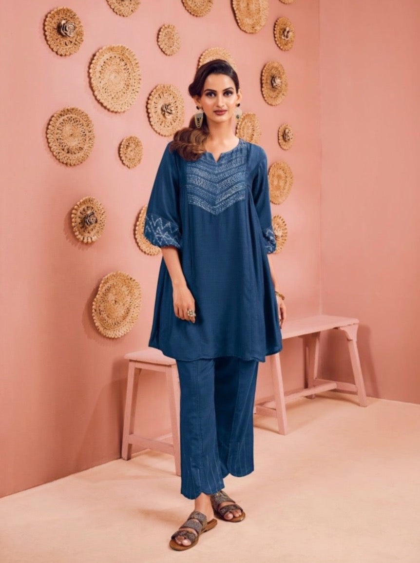 Blue Aline Kurta & Pant - Payal