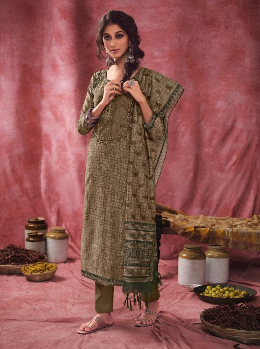 Casual straight coffee suit set - Payal