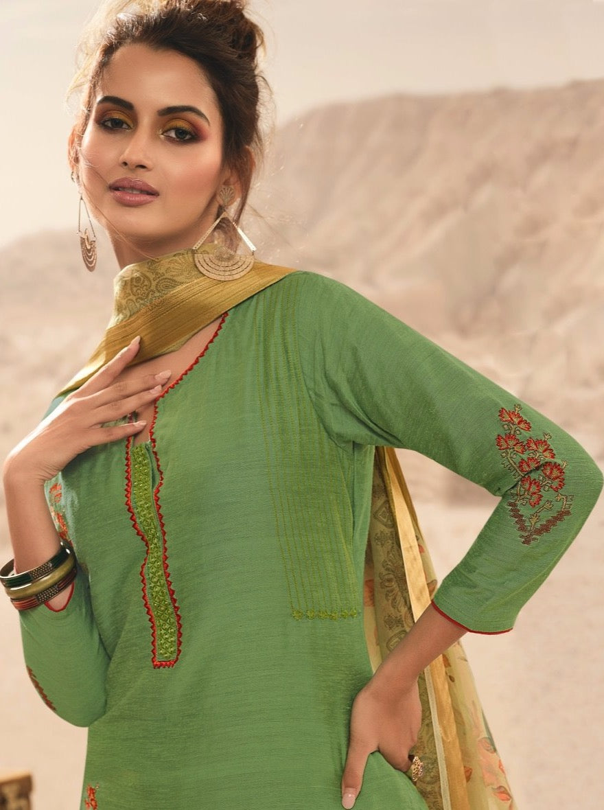 Green Linen Casual Straight Top - Payal