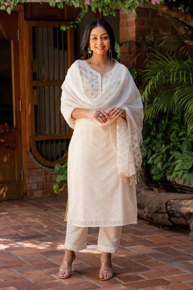 Katan Weave Handloom Cotton Suit Set - Payal