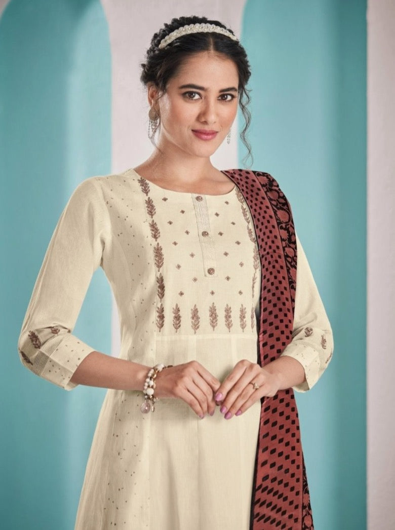 Milky White Suit Set - Payal