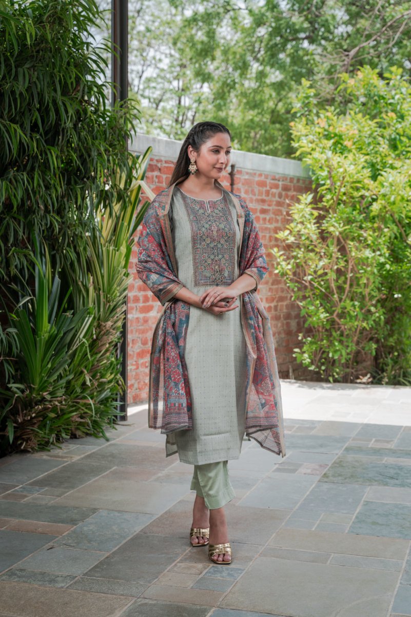 Parrot green Straight Suit Set - Payal