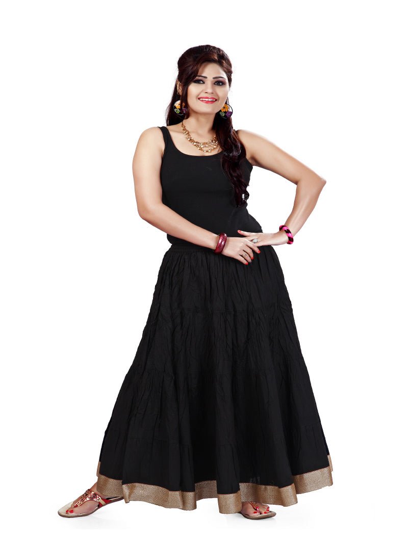 Payal Designer Cotton Plain Black Skirt - Payal