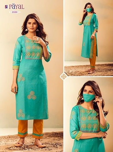 Payal Designer Straight Cut Office Look Casual Ethnic Wear Online Kurta With Pent - Payal