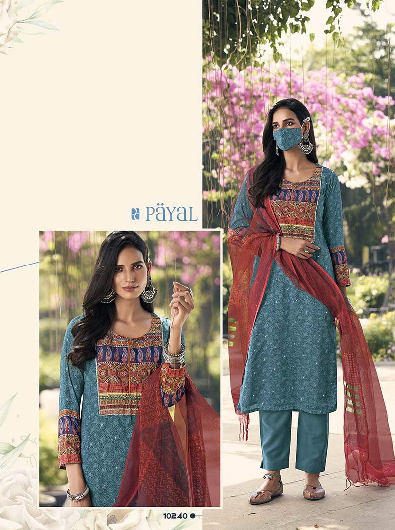 Payal Designer Straight Cut Smart Look Ethnic Wear Festive Online Pent Suit - Payal