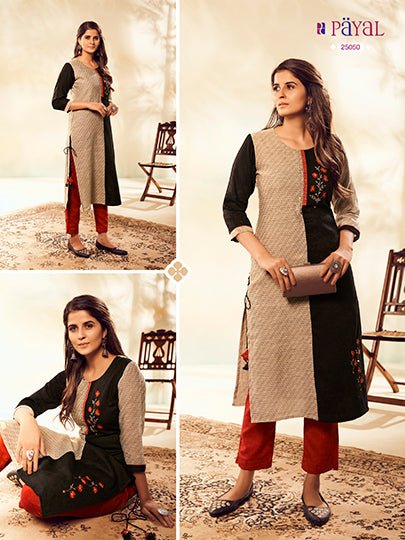 Payal Designer Straight Cut Smart Look Ethnic Wear Online Kurta With Pent - Payal