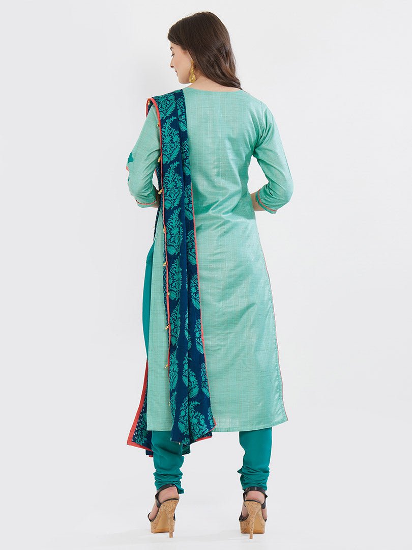 Payal Designer Straightcut Sky Blue Fastive 3-4 Sleeve Smart Look Online Churidar Suit - Payal
