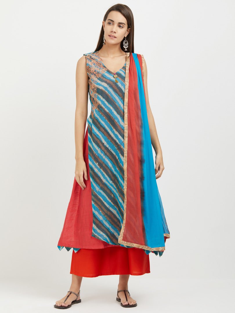 Payal Designer Wear Royal Look Sleeveless Smart Aline Palazzo Suit Stitched Womens Dress - Payal