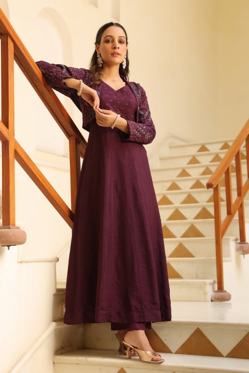 PAYAL Flared Suit Set with Embroidered Jacket - Payal