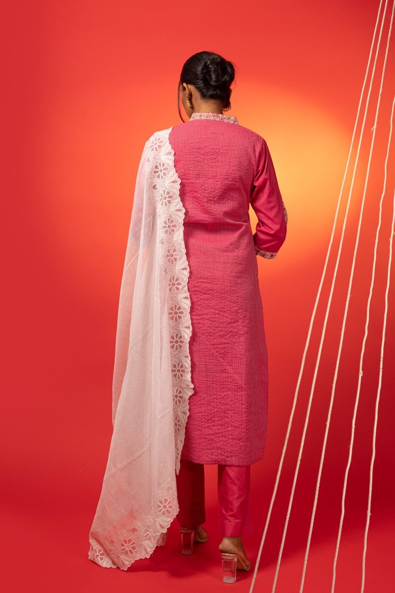 Pink Cotton Chanderi Suit Set - Payal