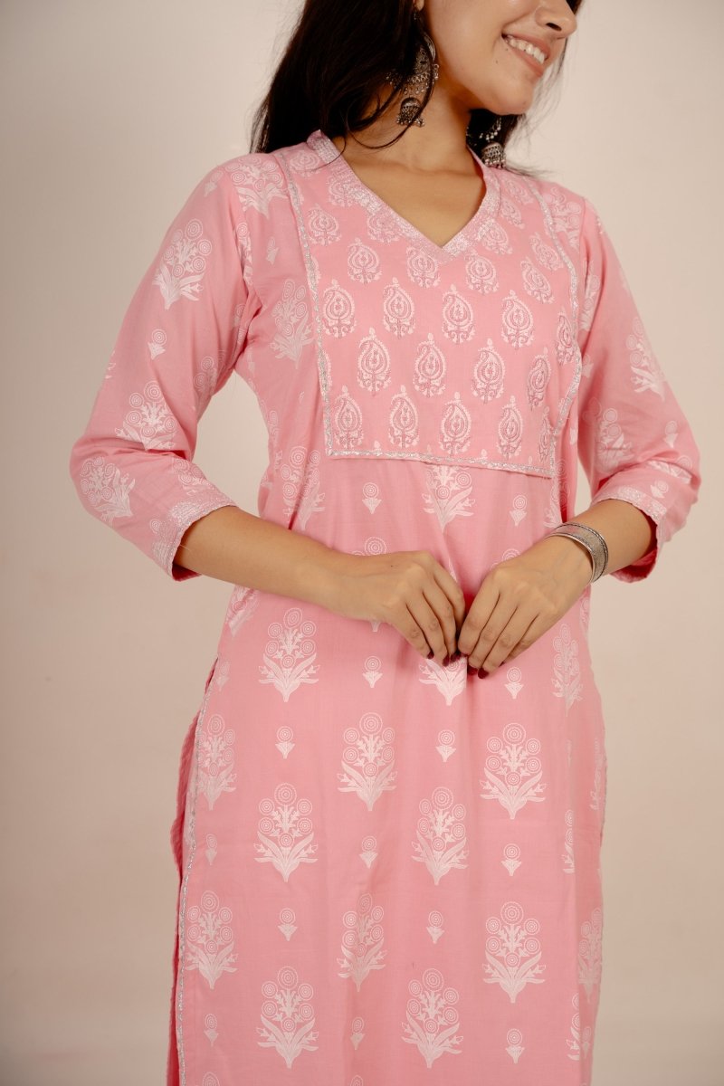 Silver Printed Cotton Cambric Suit Set - Payal