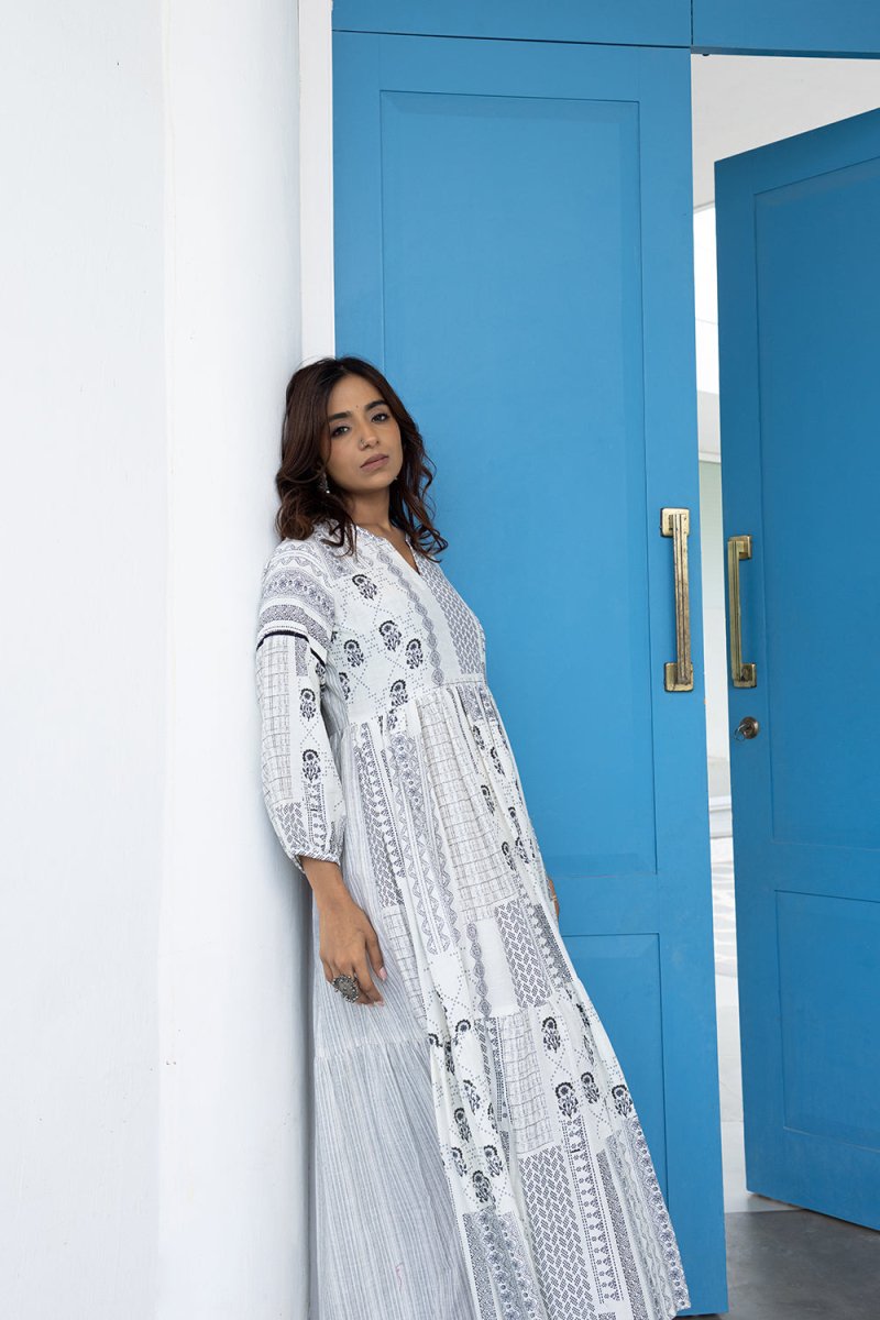 WOK Abstract Printed Tiered Dress - Payal