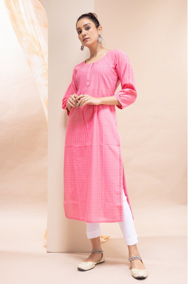 WOK Cotton Dobby Kurta - Payal