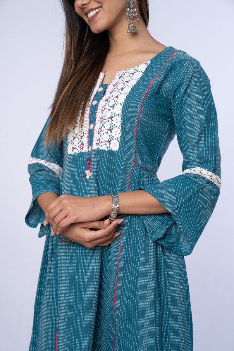 WOK Cotton Dress with Aari Embroidery - Payal