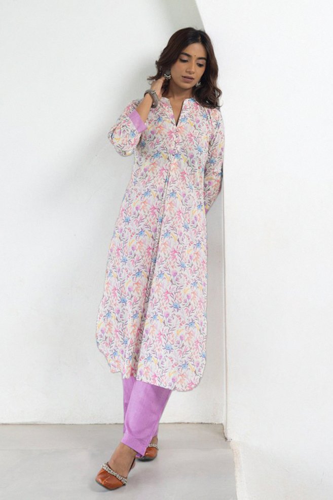 WOK Cotton Printed Kurta Set - Payal