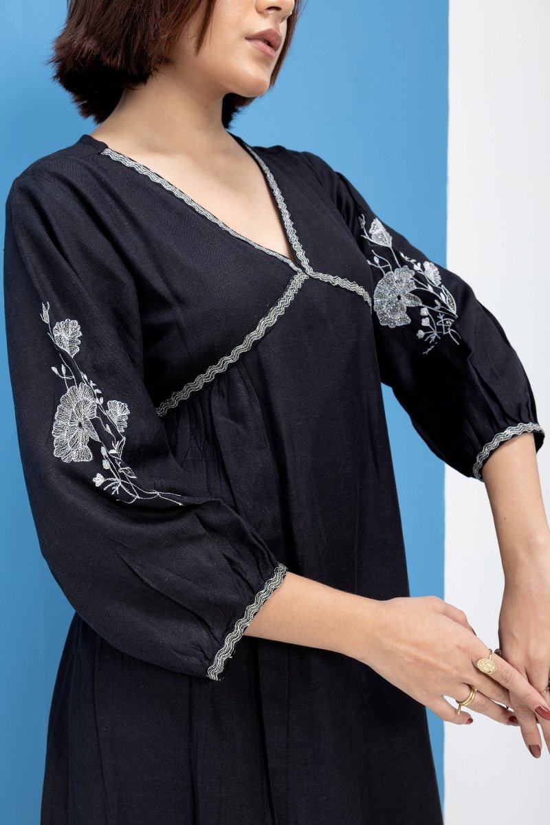 WOK Empire Waistline Embroidered Dress - Payal