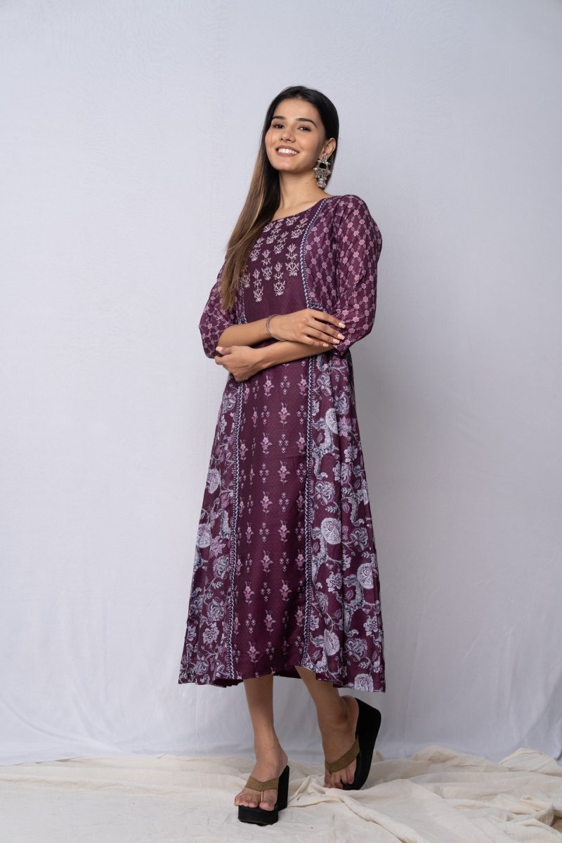 WOK Festive Printed Panelled Dress - Payal