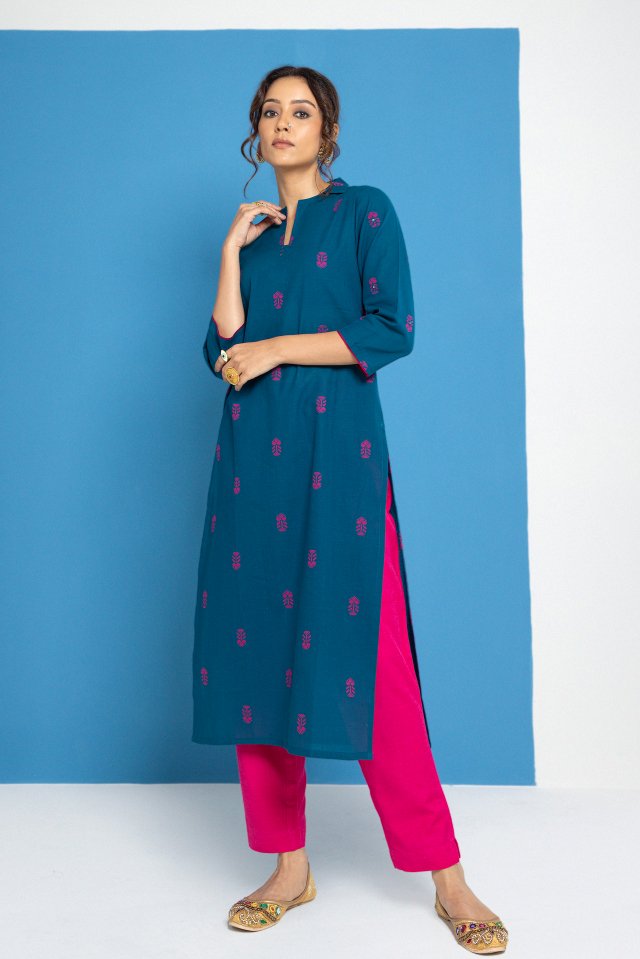 WOK Handloom Cotton Kurti Top - Payal