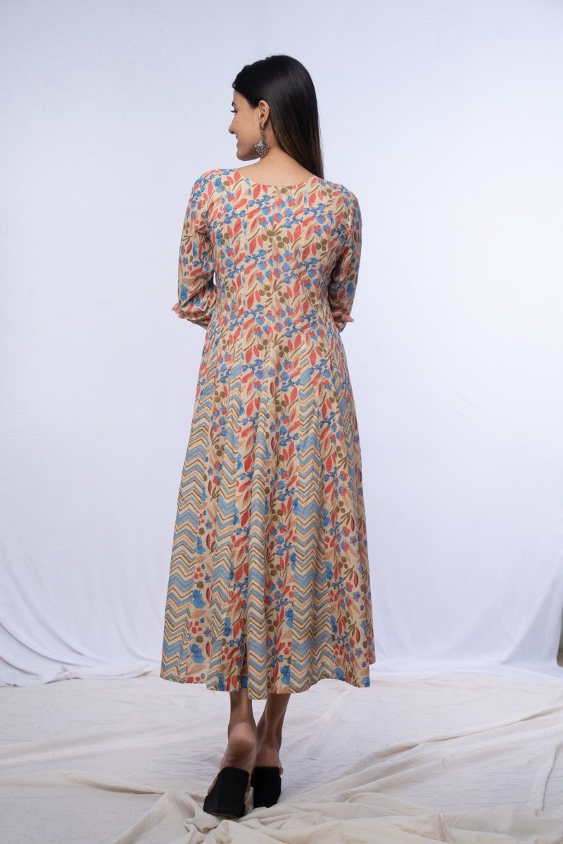 WOK Jaipuri Printed Flared Kurti Dress - Payal