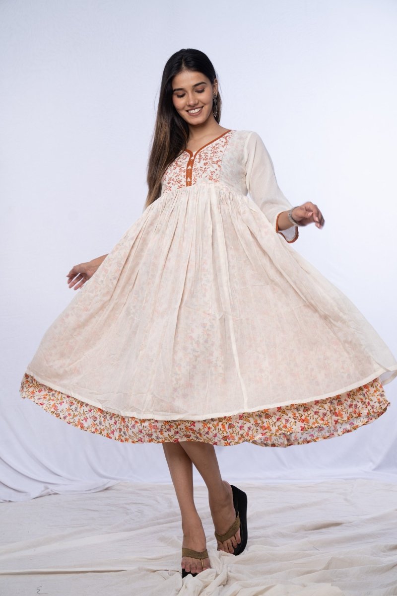 WOK Printed Mulmul Kurti Dress - Payal