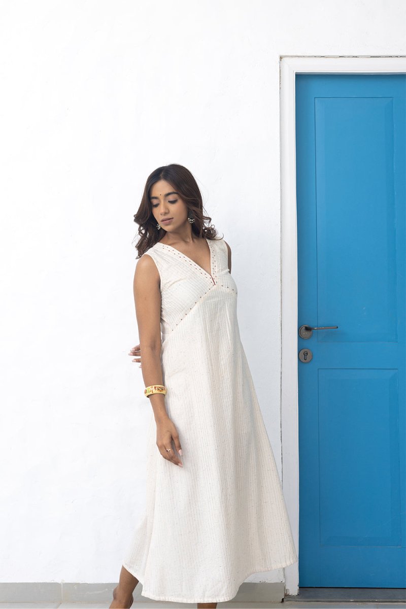 WOK Sleeveless Lurex Dress with Sequin Detailing - Payal