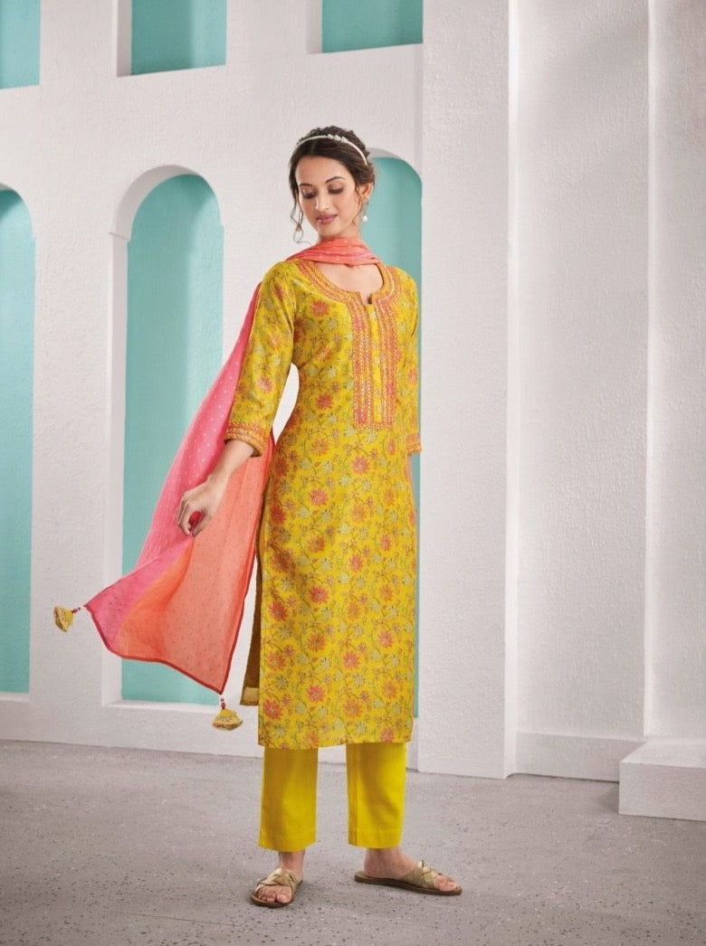Yellow Floral Suit Set - Payal